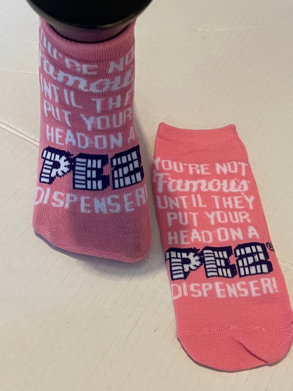 Pez Pink Ankle Socks - Fun Novelty Women’s Pair - Picture 2 of 7